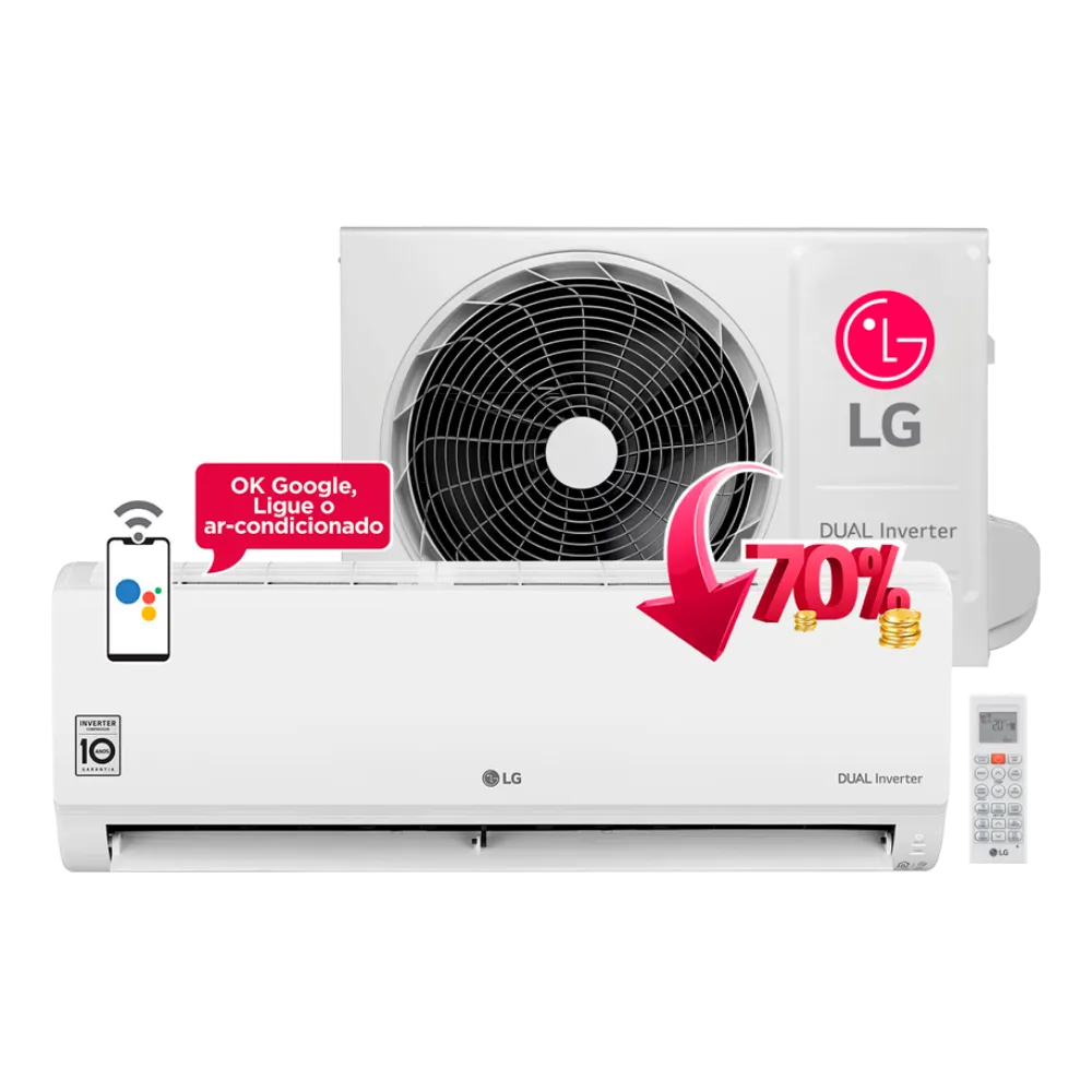 Ar Condicionado LG Dual Inverter Voice +IA 9000 Btus Frio 220v R-32